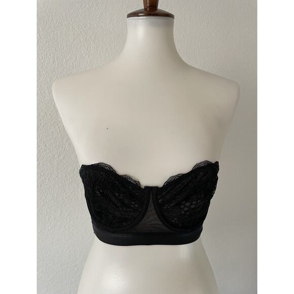 Lively Bra Strapless Lace Semi Sheer Black Lingerie Intimates - Picture 1 of 7
